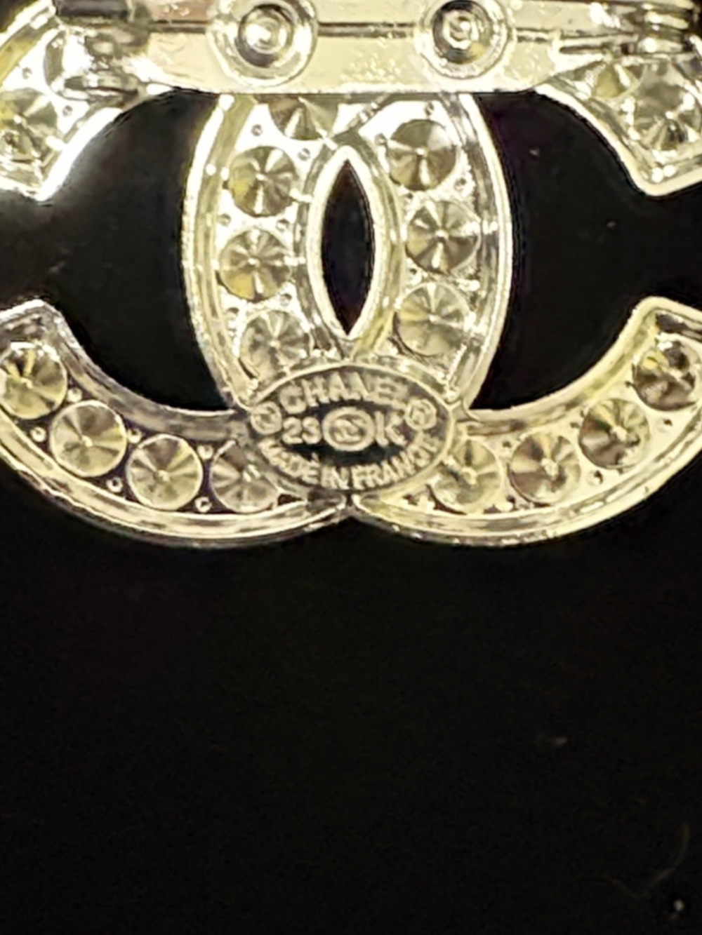 CHANEL Turquoise Crystal Double C Brooch in Silver Tone - Picture 2 of 3
